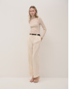 Jersey cuello subido canalé beige - Mujer | Roberto Verino