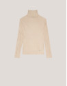 Jersey cuello subido canalé beige - Mujer | Roberto Verino