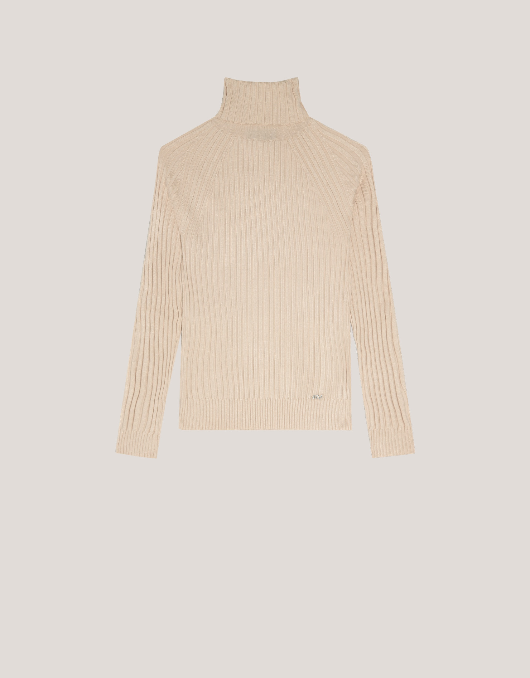 Jersey cuello subido canalé beige - Mujer | Roberto Verino