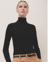 Jersey cuello subido canalé negro - Mujer | Roberto Verino