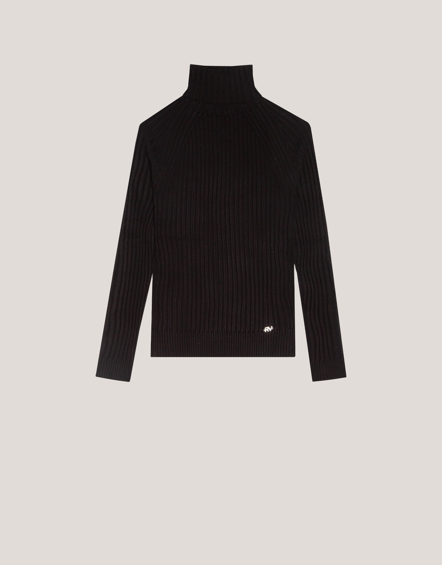 Jersey cuello subido canalé negro - Mujer | Roberto Verino