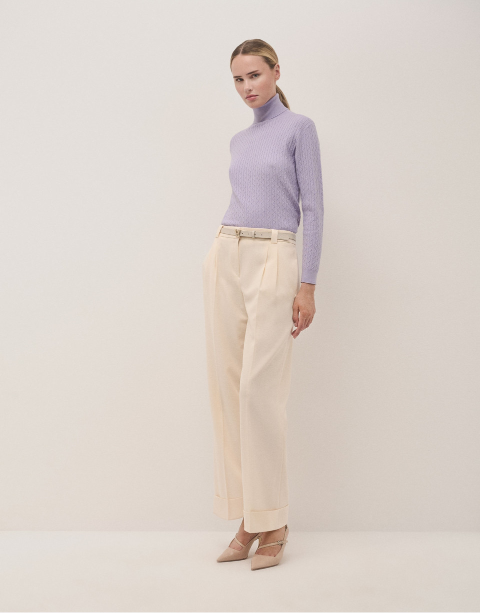 Lilac braided knitted jumper - Woman - AW2024 | Roberto Verino