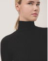 Jersey cuello subido canalé negro - Mujer | Roberto Verino
