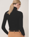 Jersey cuello subido canalé negro - Mujer | Roberto Verino