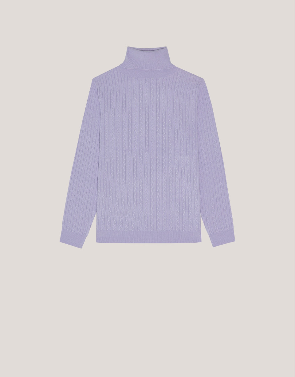 Lilac braided knitted jumper - Woman - AW2024 | Roberto Verino