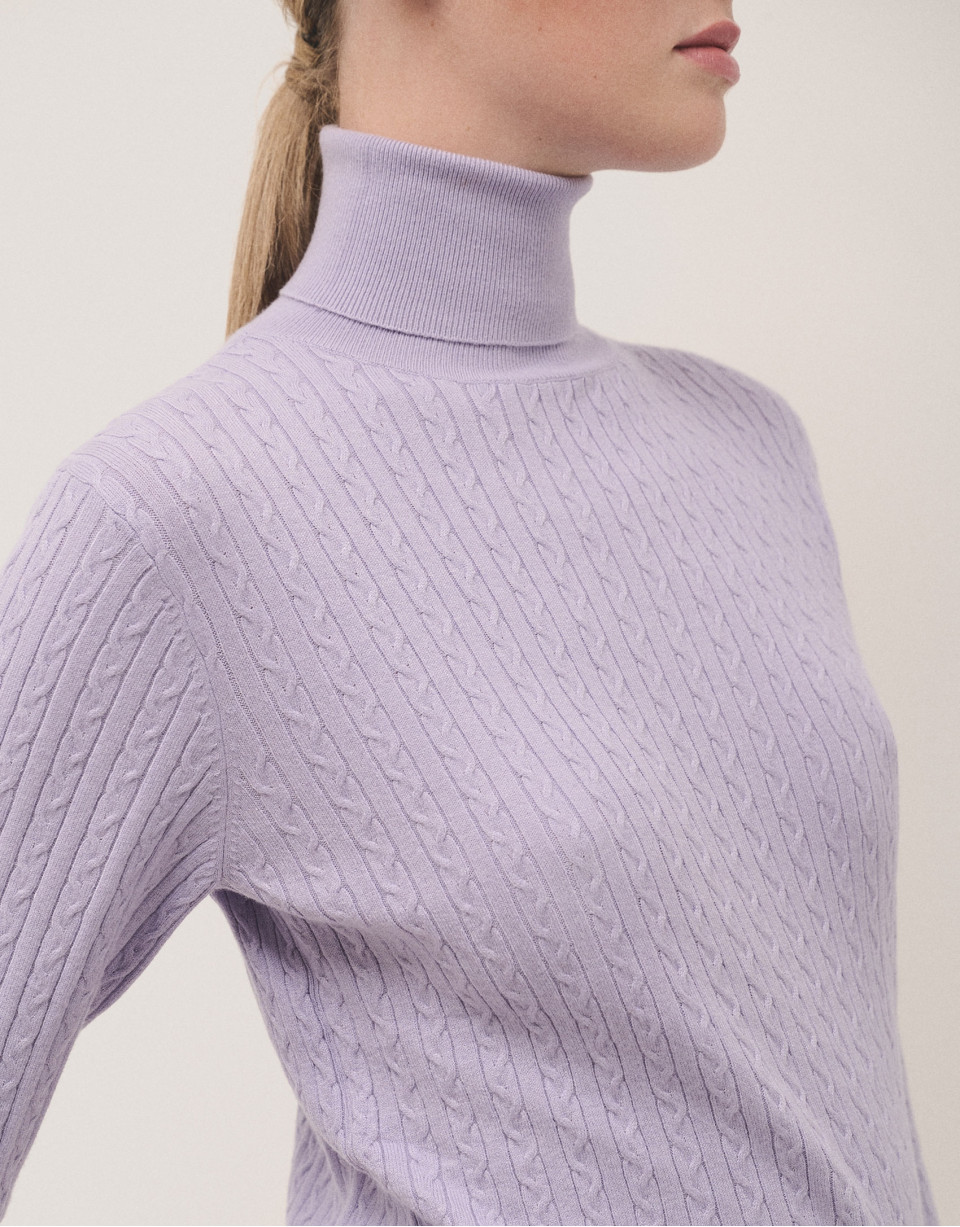 Lilac braided knitted jumper - Woman - AW2024 | Roberto Verino