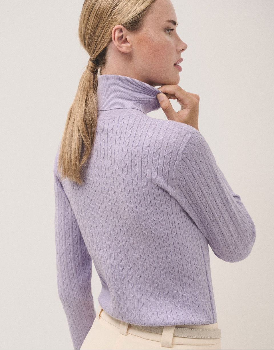Lilac braided knitted jumper - Woman - AW2024 | Roberto Verino