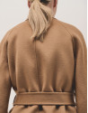Short camel double-faced coat with belt - Woman | Roberto Verino
