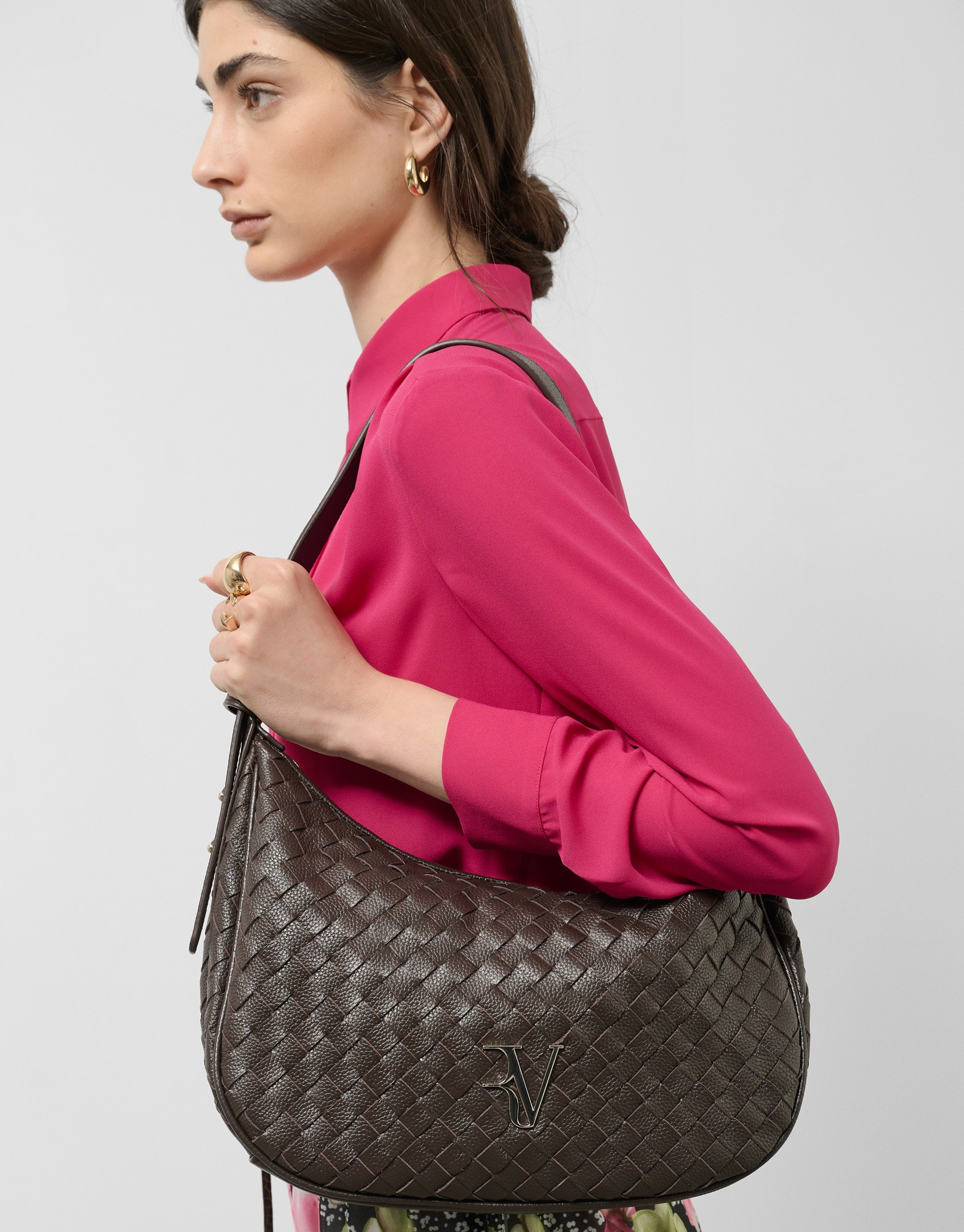 Bolso de hombro Erea Moon Maxi piel trenzada ... | Roberto Verino