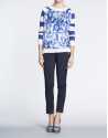 Navy blue striped linen top