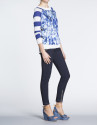 Navy blue striped linen top