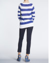 Navy blue striped linen top
