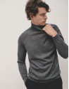 Grey melange wool turtle neck sweater - Man | Roberto Verino
