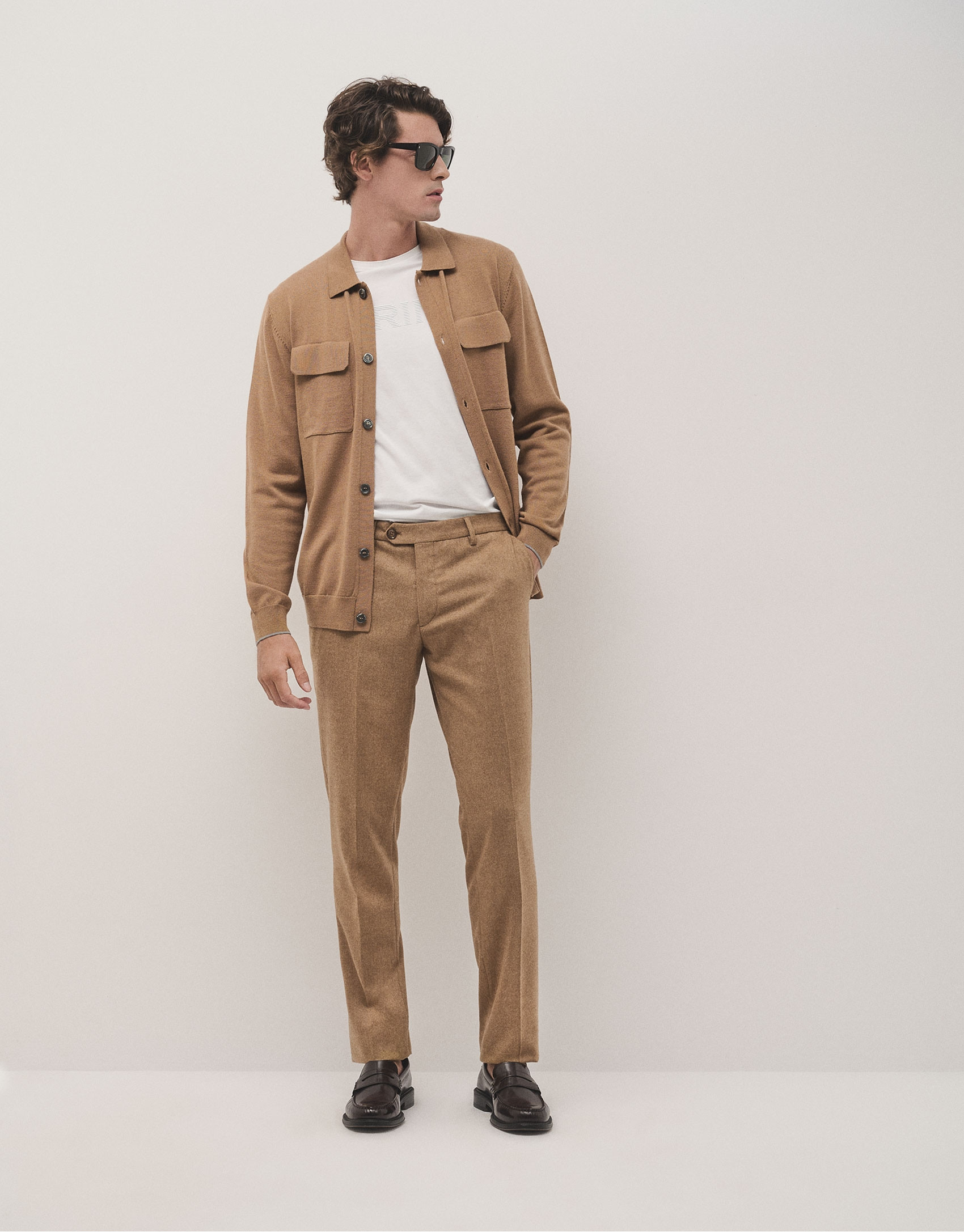 Camel wool jacket with pockets - Man - AW2024 | Roberto Verino