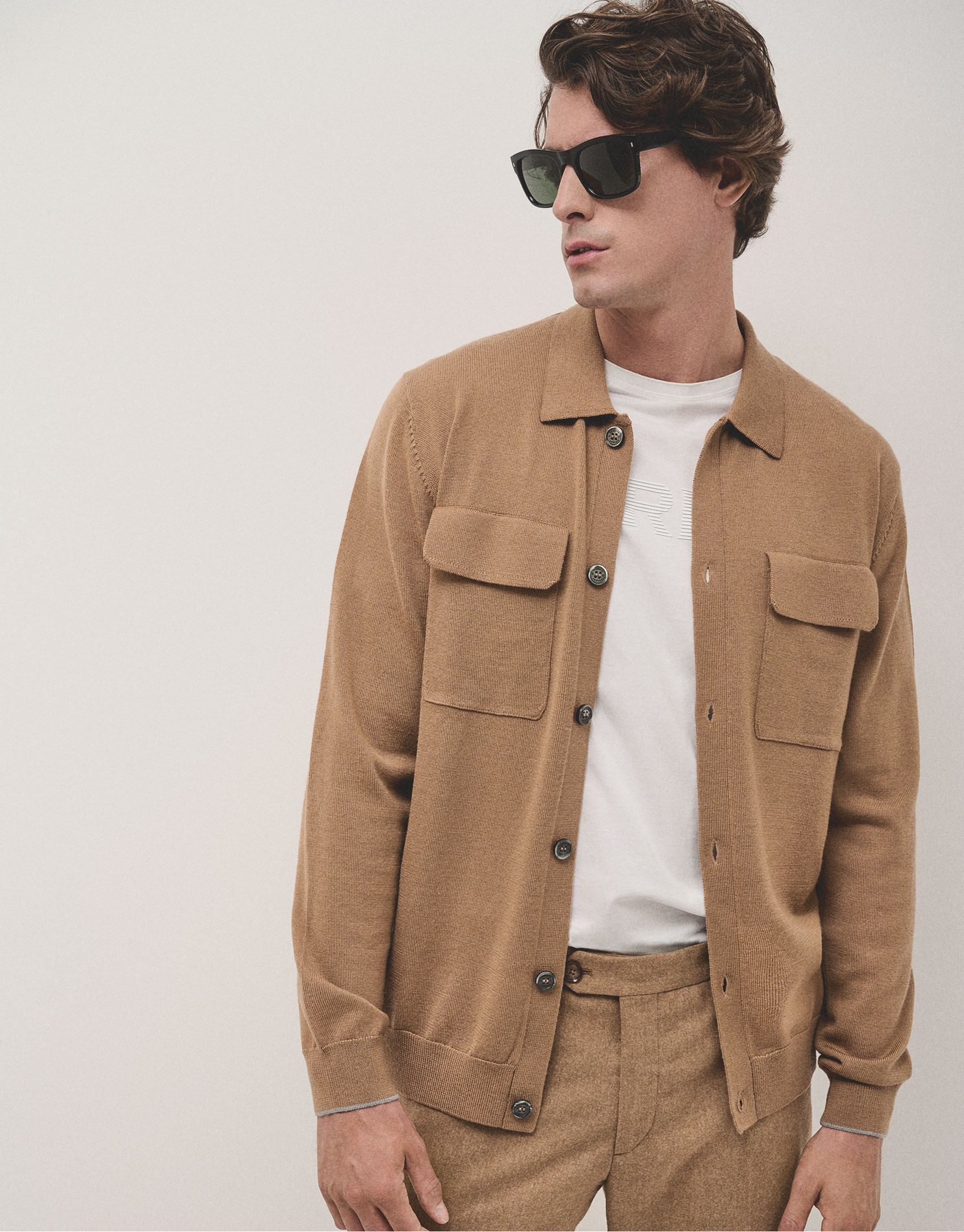 Camel wool jacket with pockets - Man - AW2024 | Roberto Verino