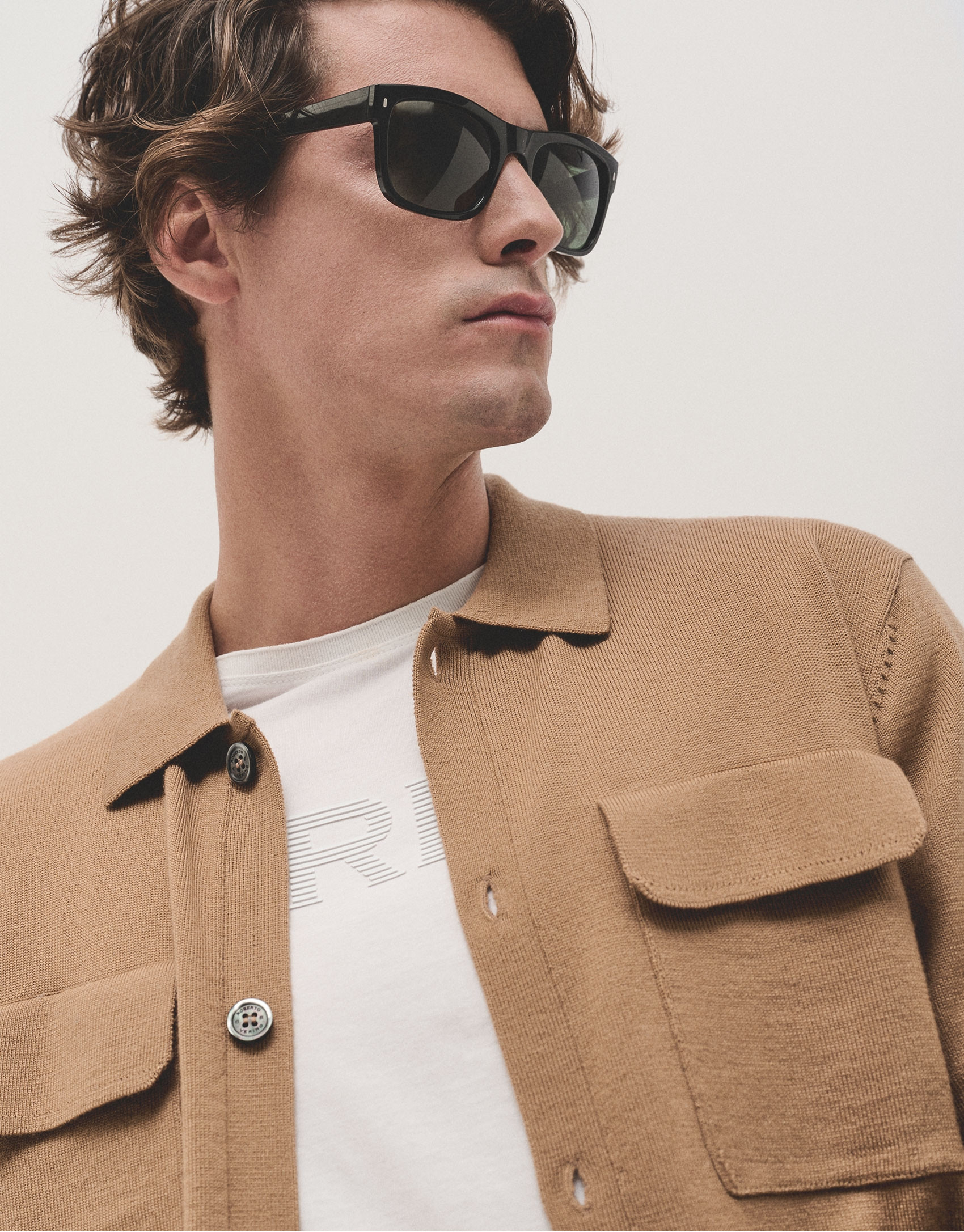 Camel wool jacket with pockets - Man - AW2024 | Roberto Verino