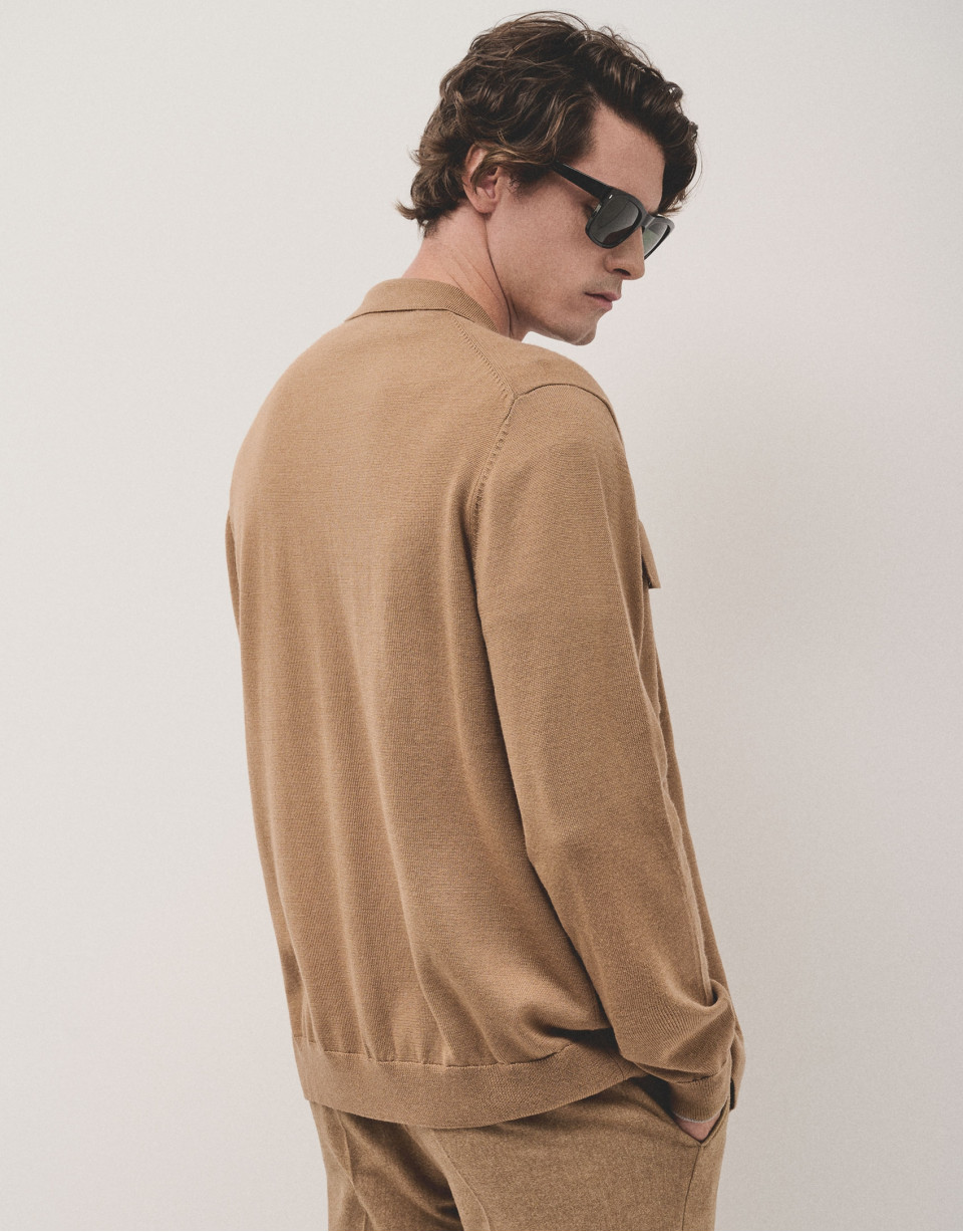 Camel wool jacket with pockets - Man - AW2024 | Roberto Verino