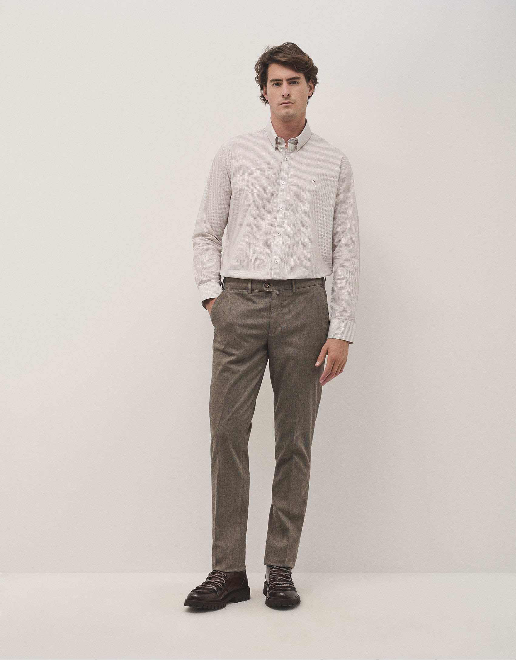 Black/camel structured chinos trousers - Man | Roberto Verino