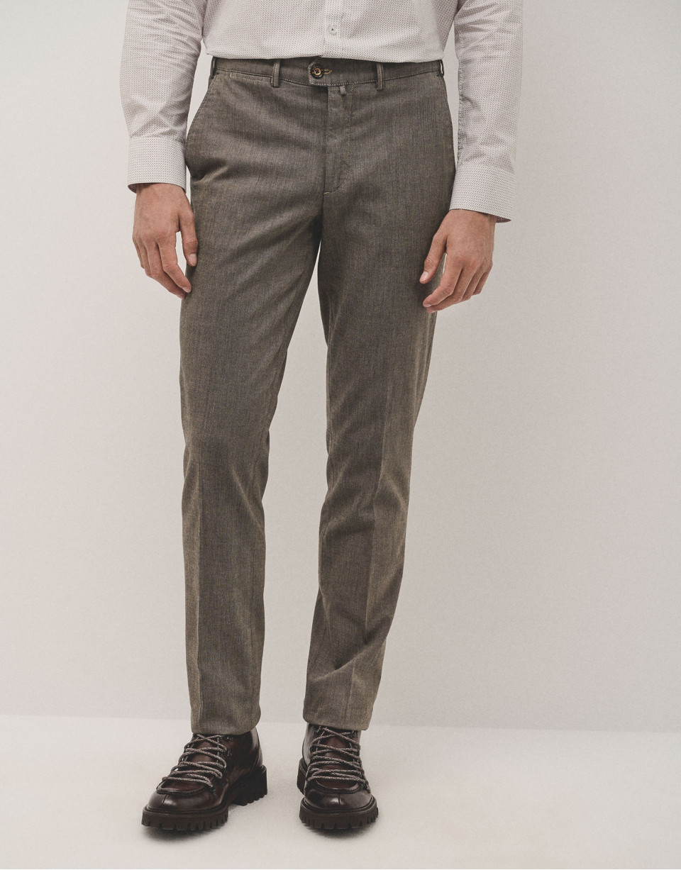 Black/camel structured chinos trousers - Man | Roberto Verino