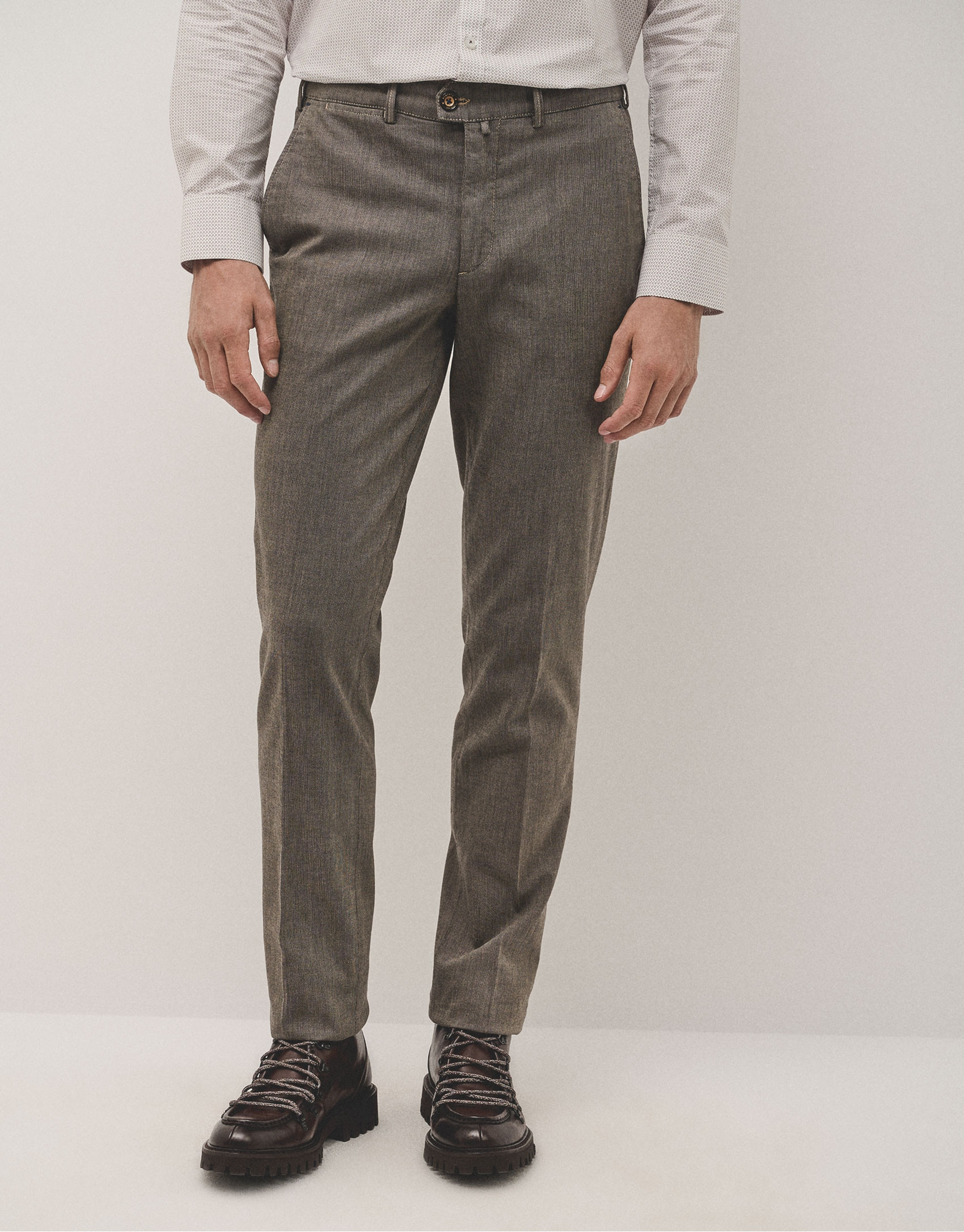 Black/camel structured chinos trousers - Man | Roberto Verino