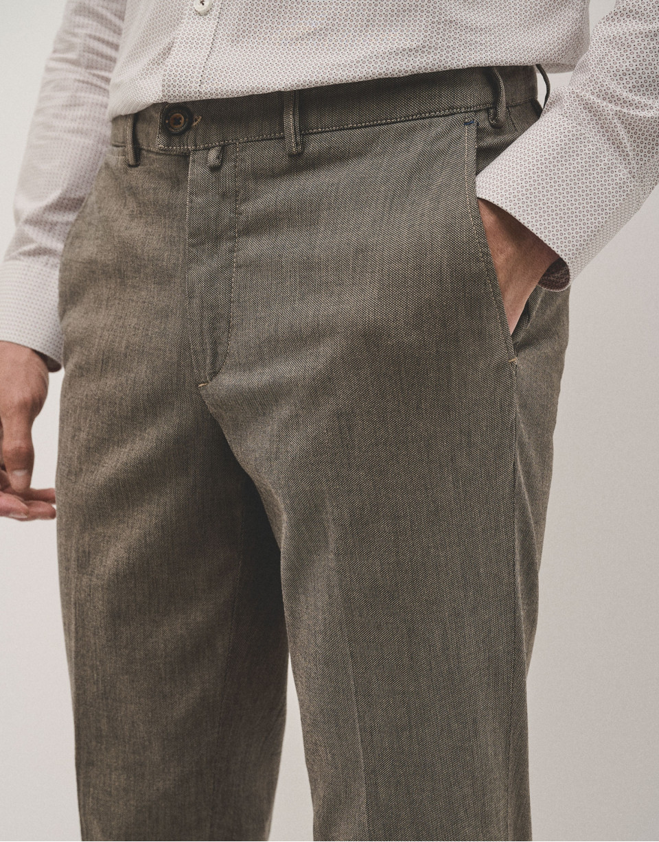 Black/camel structured chinos trousers - Man | Roberto Verino