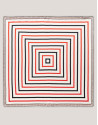 Pañuelo seda beige franjas onduladas rojo/negro
