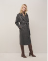Long grey double-breasted cloth coat