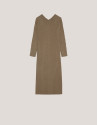 Camel rib knited midi dres with cable pattern | Roberto Verino