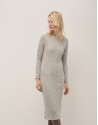 Grey rib knited midi dres with cable pattern | Roberto Verino
