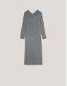 Grey rib knited midi dres with cable pattern | Roberto Verino