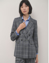 Blazer cruzada lana cuadro gales gris y azul | Roberto Verino