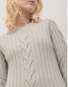 Grey rib knited midi dres with cable pattern | Roberto Verino