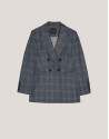 Blazer cruzada lana cuadro gales gris y azul | Roberto Verino