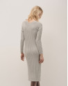 Grey rib knited midi dres with cable pattern | Roberto Verino
