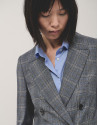 Blazer cruzada lana cuadro gales gris y azul | Roberto Verino