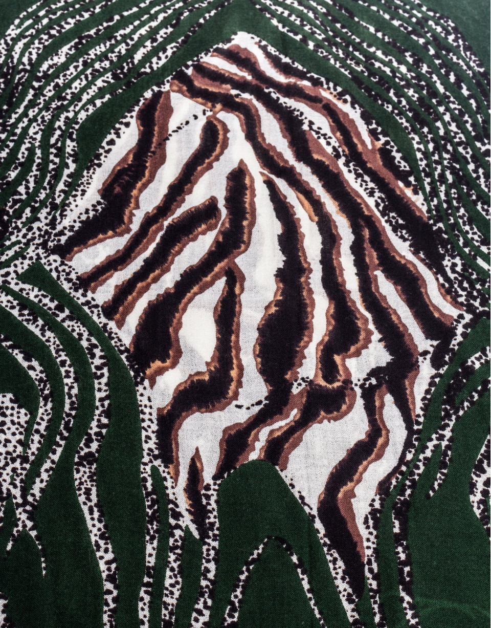 Dark green  animal print scarf .