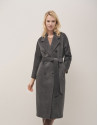Long grey double-breasted cloth coat - Woman | Roberto Verino