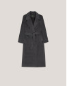 Long grey double-breasted cloth coat - Woman | Roberto Verino