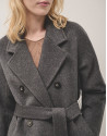 Long grey double-breasted cloth coat - Woman | Roberto Verino