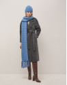 Long grey double-breasted cloth coat - Woman | Roberto Verino