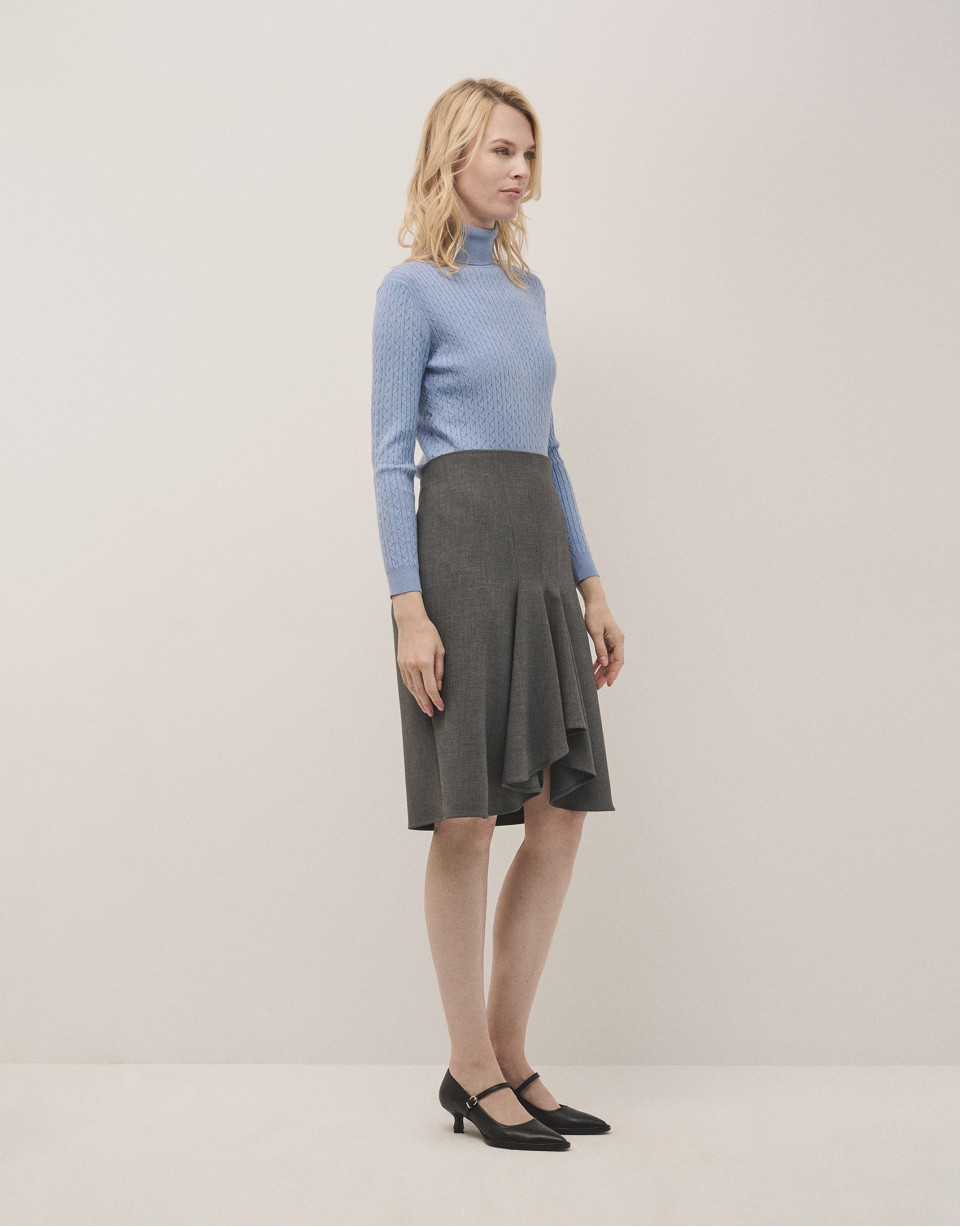 Blue braided knitted jumper - Woman - AW2024 | Roberto Verino