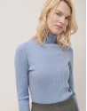 Blue braided knitted jumper - Woman - AW2024 | Roberto Verino