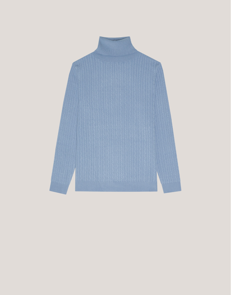 Blue braided knitted jumper - Woman - AW2024 | Roberto Verino