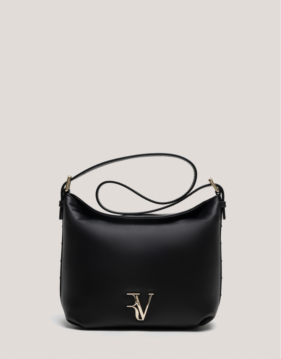Black leather Mini Hobo shoulder bag - Sale | Roberto Verino