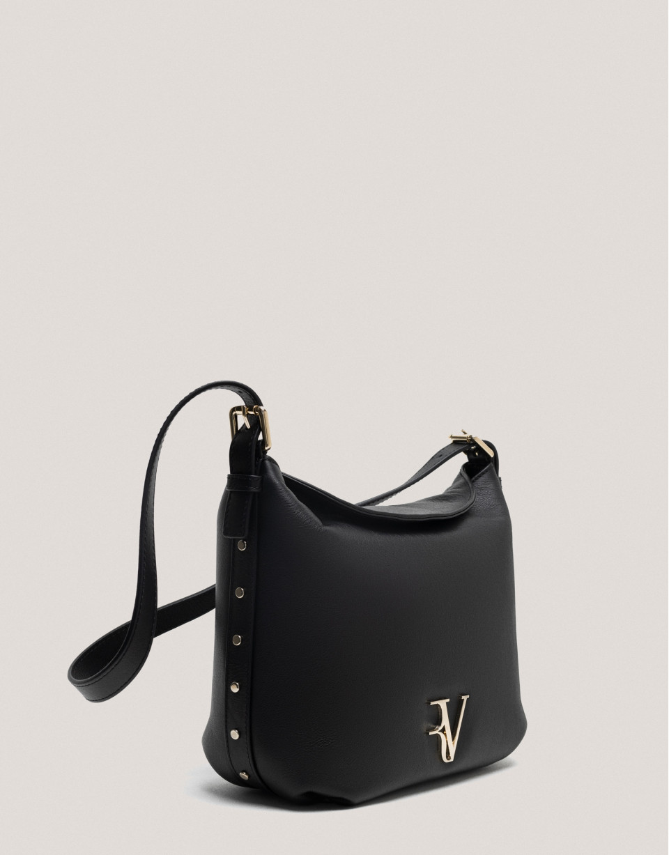 Black leather Mini Hobo shoulder bag - Sale | Roberto Verino