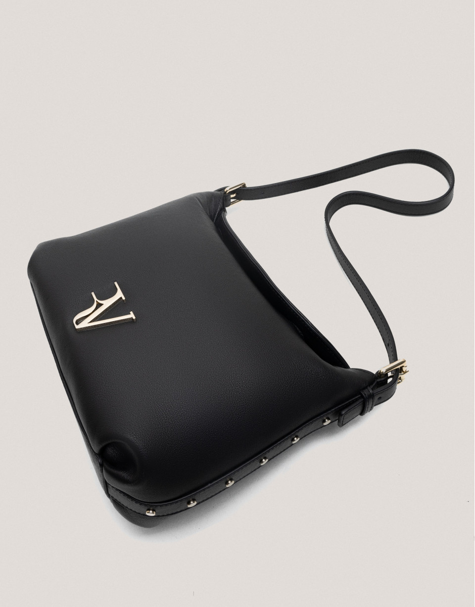 Black leather Mini Hobo shoulder bag - Sale | Roberto Verino