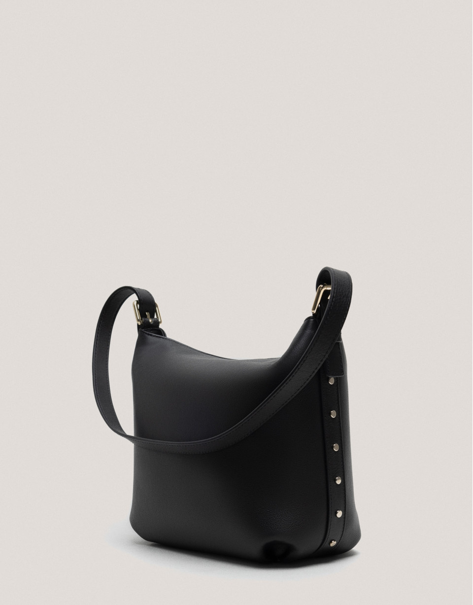Black leather Mini Hobo shoulder bag - Sale | Roberto Verino
