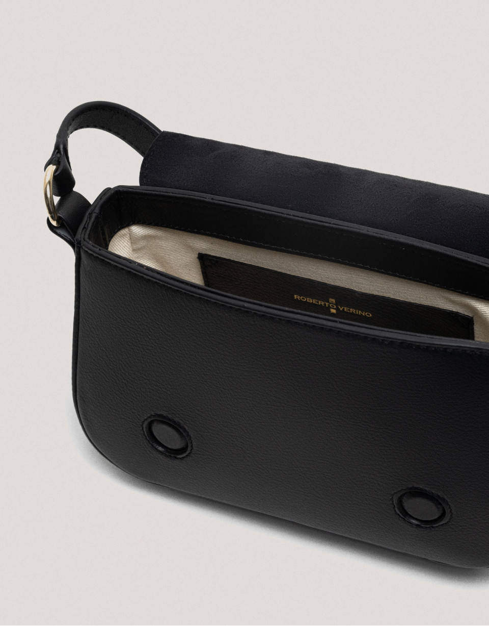 Black leather Mini Mafalda shoulder bag - Sale | Roberto Verino
