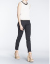 Beige knit top with black and beige trim