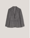 Grey checkered knitted blazer